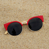 RED CAT EYE BAMBOO WOOD SUNGLASSES