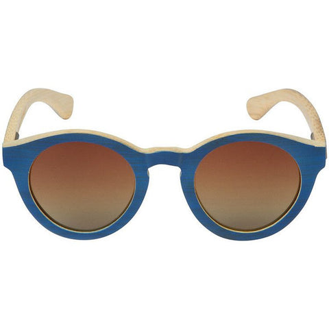 NAVY BAMBOO WOOD SUNGLASSES WITH ROUND FRAME