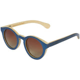 NAVY BAMBOO WOOD SUNGLASSES WITH ROUND FRAME