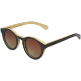 BLACK BAMBOO WOOD SUNGLASSES WITH ROUND FRAME