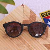 BLACK BAMBOO WOOD SUNGLASSES WITH ROUND FRAME