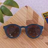 NAVY BAMBOO WOOD SUNGLASSES WITH ROUND FRAME