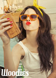 ORANGE BAMBOO WOOD SUNGLASSES